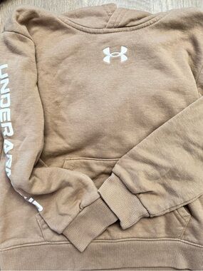 Under Armour Kids Tan Crewneck Hoodie with White Logo